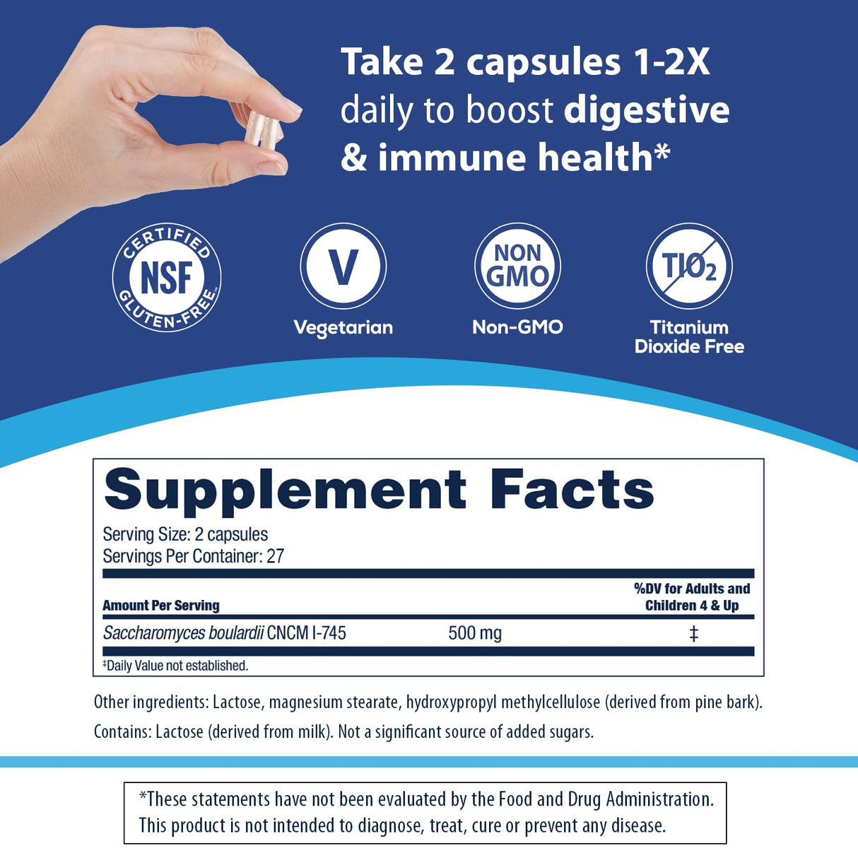 Florastor Probiotics for Digestive and Immune Health, 54 Capsules, Probiotics for Women & Men, Helps Flush Out Bad Bacteria, Boosts The Good with Our Strain Saccharomyces Boulardii, Packaging May Vary