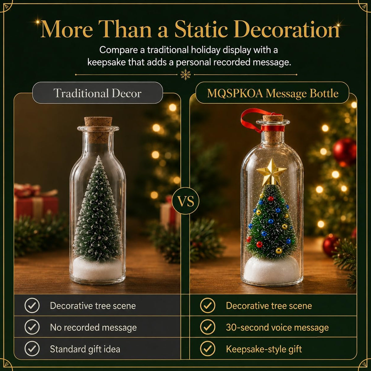 Forever Voice Recordable Ornament Glass Christmas Tree Message in a Bottle