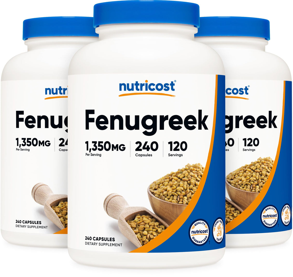 Nutricost Fenugreek Seed 1350mg, 240 Capsules (3 Bottles) - Gluten Free, Non-GMO
