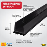 M-D Building Products Vinyl Cinch U-Shape Door Bottom Seal, Slide-On Weatherstripping Draft Stopper, Easy to Install, Fits 36” x 1-3/4” Doors, Fills 3/8”- 3/4” Gaps, 43339, Black