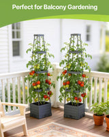 Suteck Raised Garden Bed with Trellis, 2PK Self-Watering Tomato Planter Box