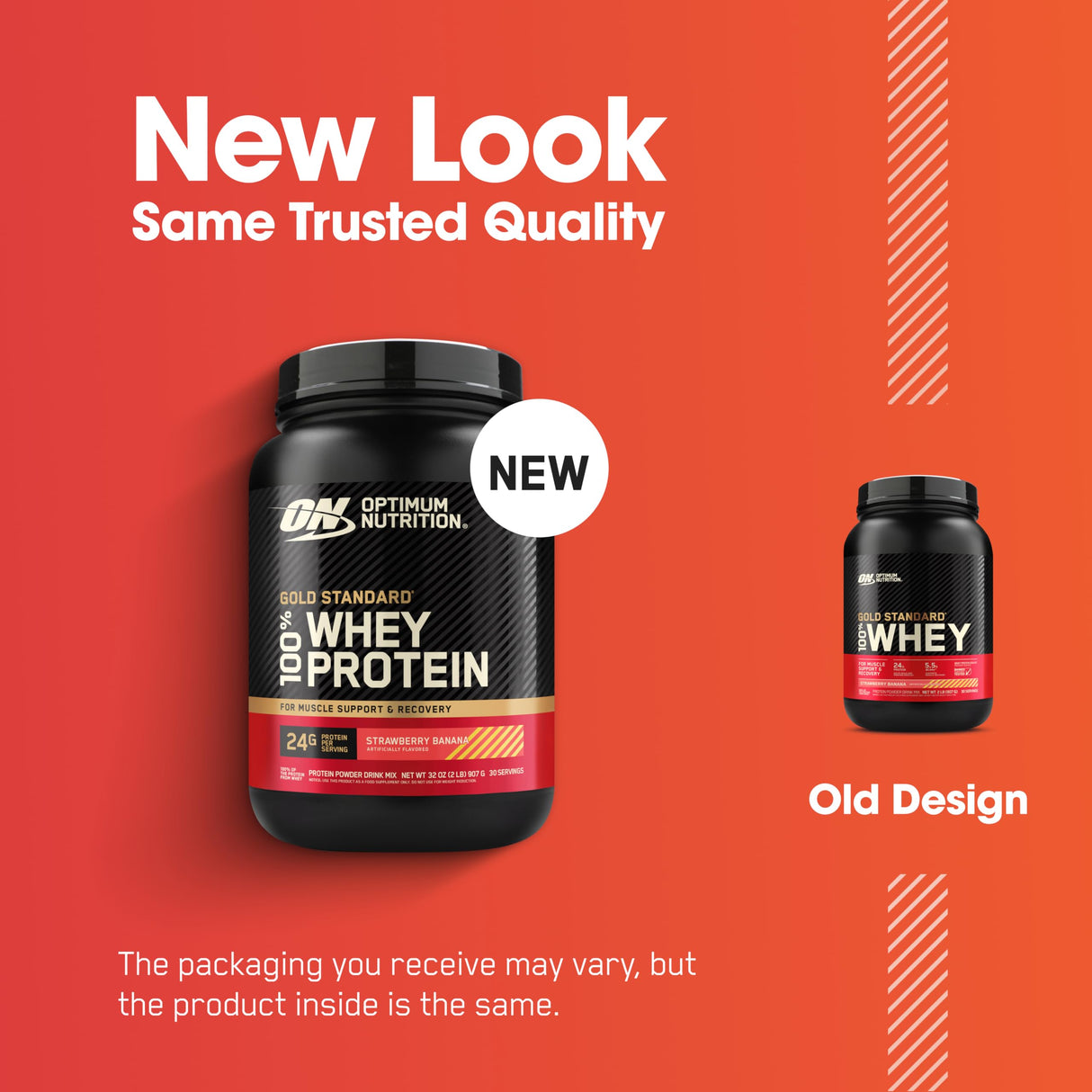 Optimum Nutrition Gold Standard 100% Whey Protein Powder, Strawberry Banana, 2 Pound (Packaging May Vary)