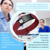 KBPTM Custom Medical Alert Bracelet Personalized Engraving Medic Info ID Bracelet Customized Emergency Medical Bracelets Gifts for Men Women Dad Fathers Day (black)