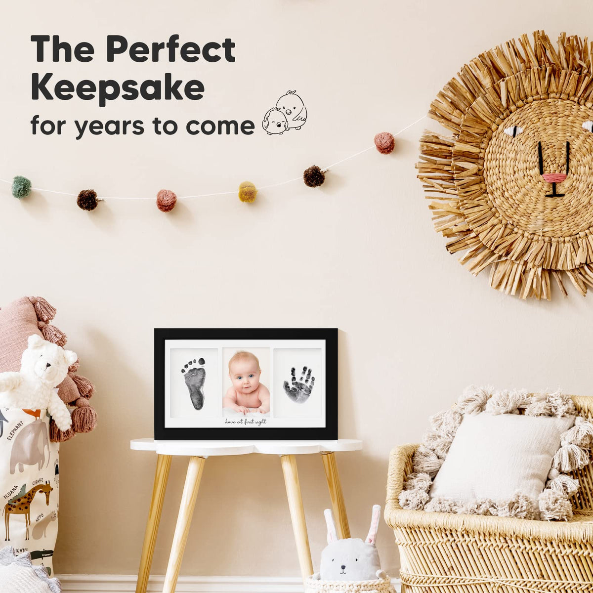 Inkless Hand and Footprint Kit, Boy Girl Newborn Keepsake (Onyx Black)