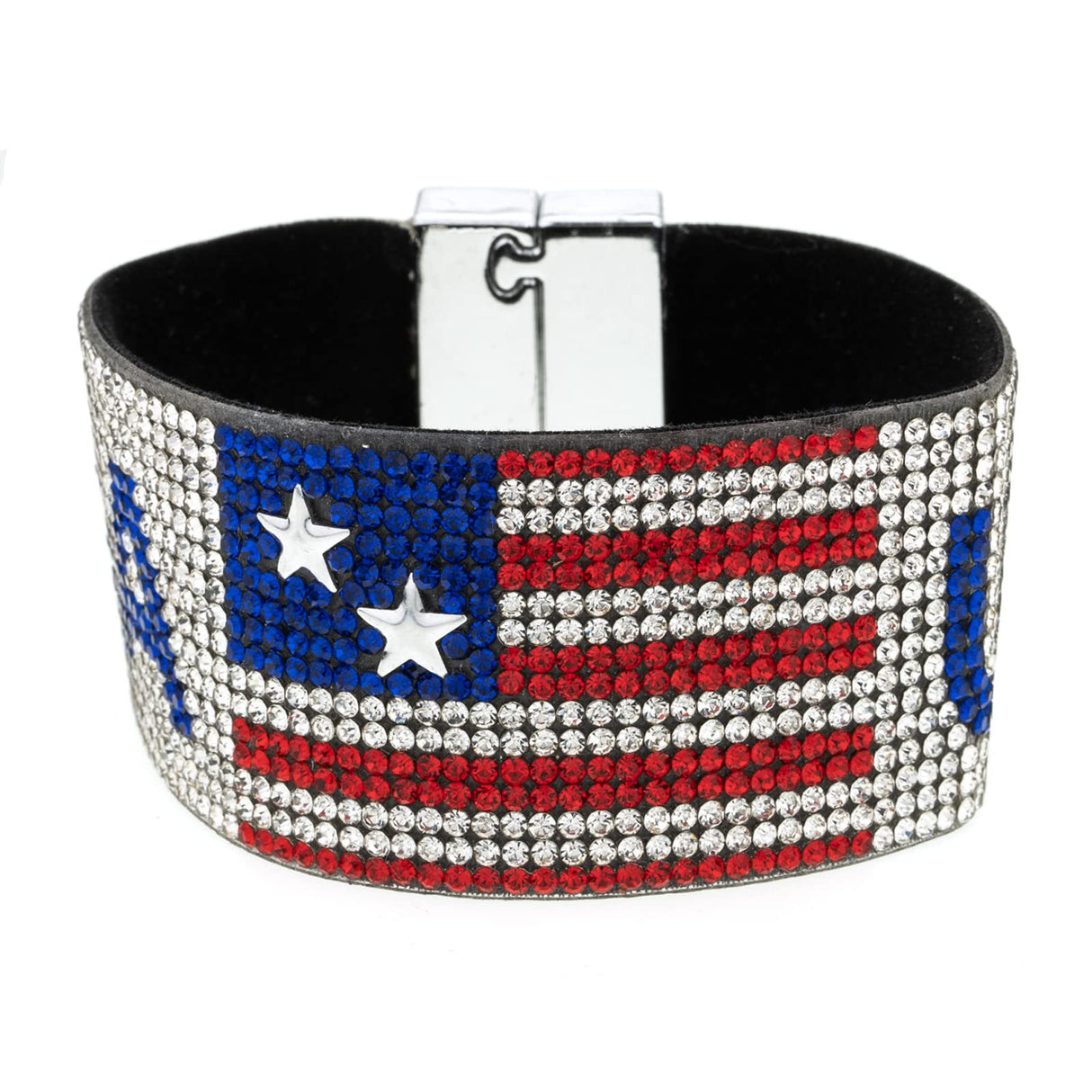 MADSION TYLER 4th of July Wrap Cuff Bracelets for Women | Red | Blue | White Patriotic USA Sparkling Full Rhinestone PU Leather Wrap Bracelet | Wristband Leather Wide Bracelet Gifts