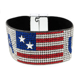 MADSION TYLER 4th of July Wrap Cuff Bracelets for Women | Red | Blue | White Patriotic USA Sparkling Full Rhinestone PU Leather Wrap Bracelet | Wristband Leather Wide Bracelet Gifts