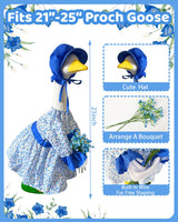 GigaCircle Spring Porch Goose Lady Outfits with Artificial Flowers - 23" Floral Dress Lawn Geese Clothes with Hat, Cute Porch Goose Summer Outfits for Patio Garden Decor, Best Gift for Mom Grandma