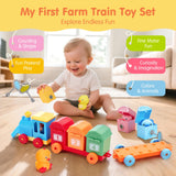Toddler Learning Toys for 2 3 Year Old Boy Girl - Counting Matching & Sorting Activity Montessori Train Set with Farm Animals, Finger Puppets, Keys to Lock and Unlock Barns, Christmas Birthday Gift