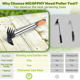 60" Weed Puller Tool with Long Handle and 17" Weeding Tools Gardening Set