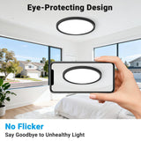 Fairdeer 2 Pack LED Flush Mount Ceiling Light,12Inch 24W,3000K/3500K/4000K/5000K/6500K 5 Color Temperatures Ceiling Light Fixture for Kitchen Porch Hallway Bedroom Bathroom and Closet,Black