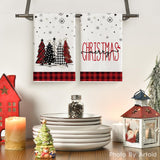 Artoid Mode Red Black Snowman Christmas Kitchen Towels Set of 4 18x26 Inch
