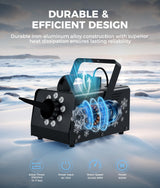 IMONE 900W Snow Machine with 9 Lights Christmas Gift,High Output Fake Snow Machine with Remote,Snow Machine Indoor,Outdoor Snow Making Machine,Snow Maker Machine,Snowflake Machine Parade,Party
