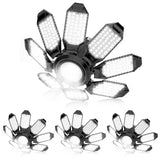 POLARPRA Garage Lights - Super Bright 250W LED Garage Ceiling Light w/ 8 Deformable Panels 6500K Led Light Bulb Srew in E26/E27 Socket with Adjustable Center Spotlight for Barn Workshop Attic - 4Pack