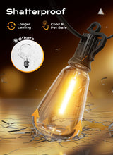 Outdoor-String-Lights-Patio-Lights, 100FT ST38 Shatterproof Dimmable Waterproof Connectable LED Christmas Lights, Hanging Outside Light for Backyard, Porch, Deck, Balcony, Garden, Home Decor