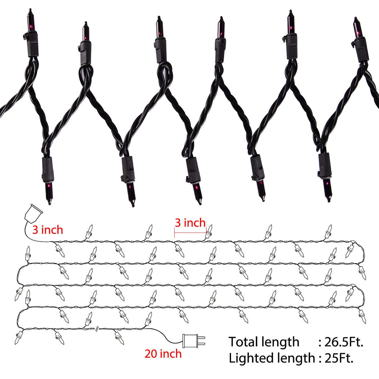 Minetom Halloween String Lights Outdoor 100 Count 25 Feet Incandescent Bulb Mini Lights for Christmas Indoor Garland Party Festival Decoration, Purple