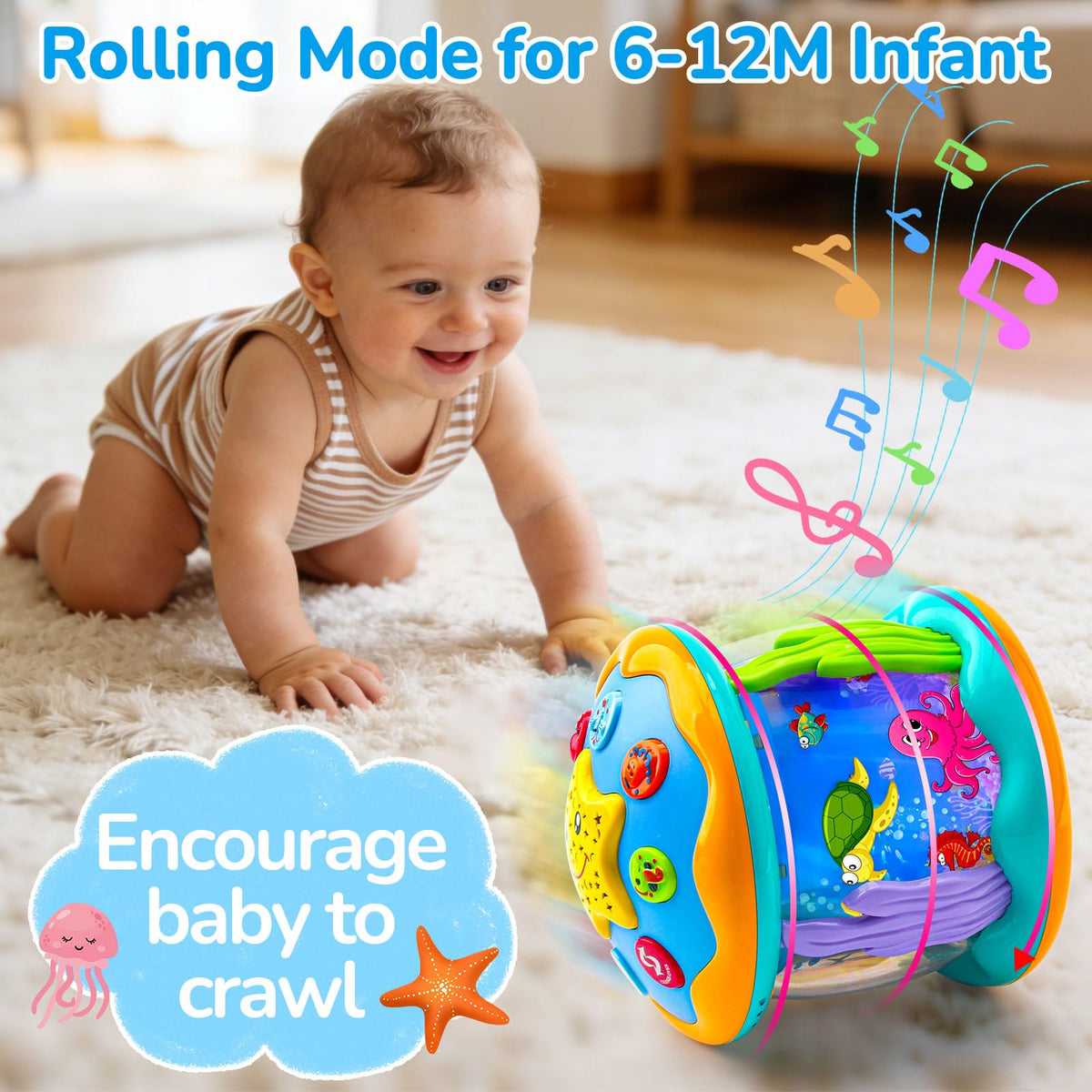 Tsomtto Toddler Toys Ocean Projector Rotating Musical Learning Toys