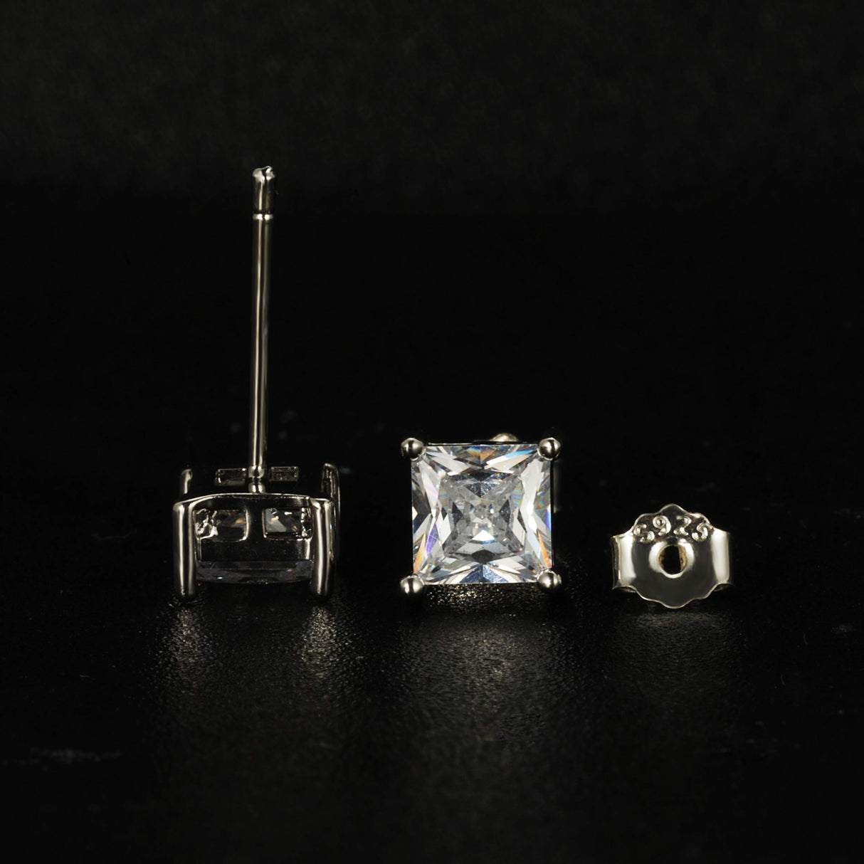 5 Pairs 925 Sterling Silver Square Stud Earrings for Women Men 3 4 5 6 7mm
