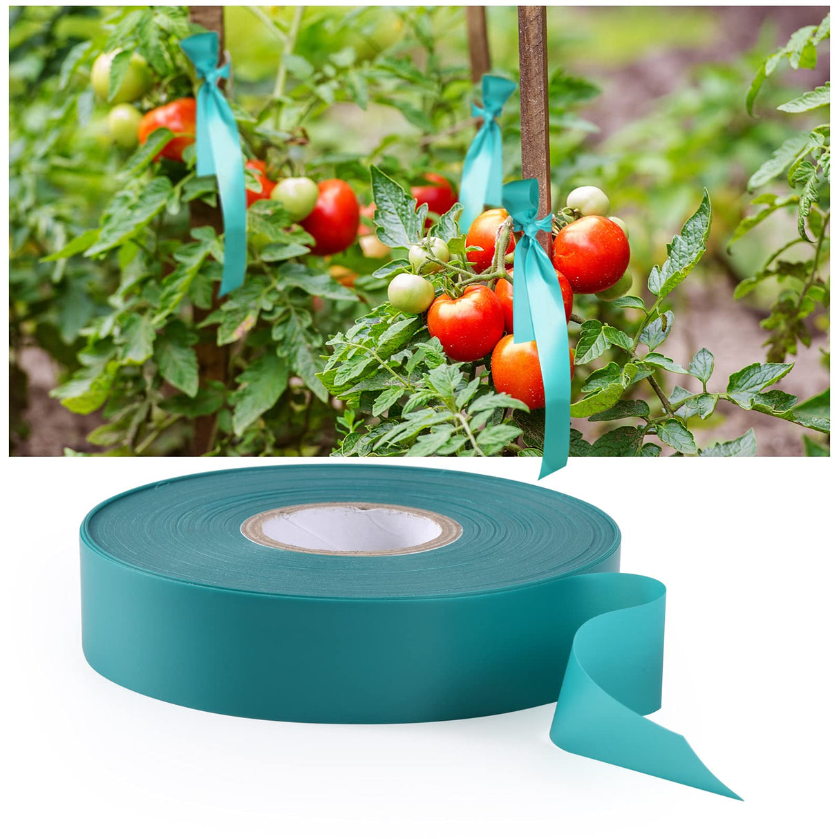 TELENT OUTDOORS 4 Rolls Stretch Tie Tape, 1” Wide 200FT Reusable Garden Plant Ties Green Tapes for Plants, Thick Garden Vinyl Stake Ribbon for Branches Flowers Tomatoes Indoor Outdoor Greenhouse