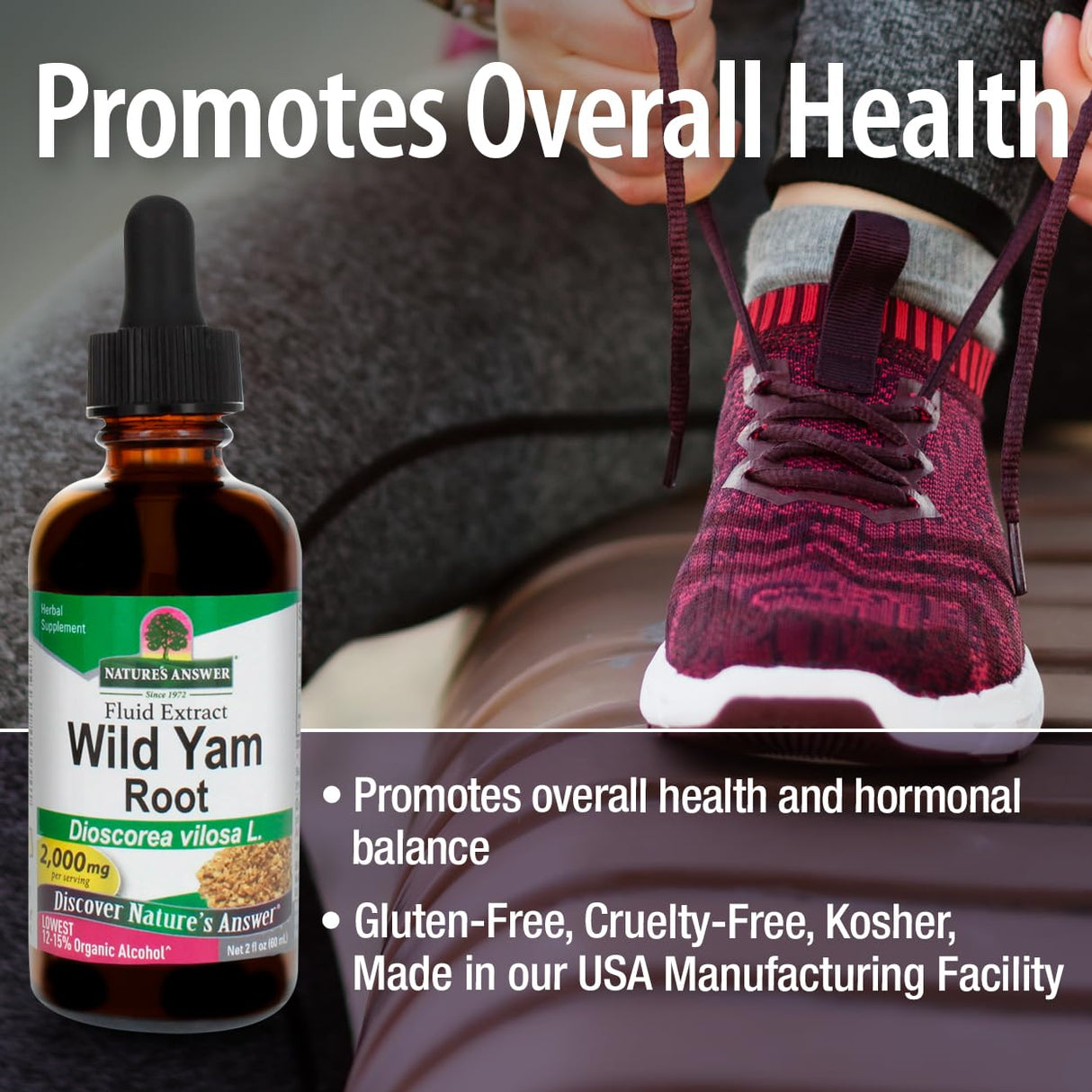 NAture's Answer Wild Yam | Promotes Overall Health & Well-Being | Made with Low Organic Alcohol | Gluten-Free, Non-GMO & Kosher Certified 2oz