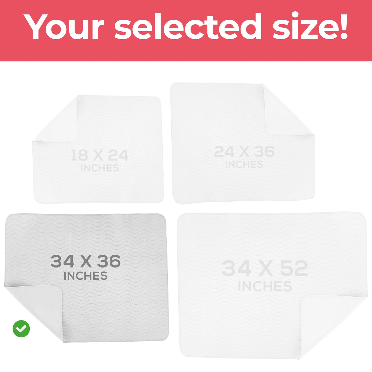 Utopia Bedding Washable Underpads 34" x 36" (Pack of 4), Waterproof Reusable Heavy Absorbency Incontinence Bed Pads for Adults, Kids, Elderly and Pets, Bedwetting Pads for Sofa and Couch (White)