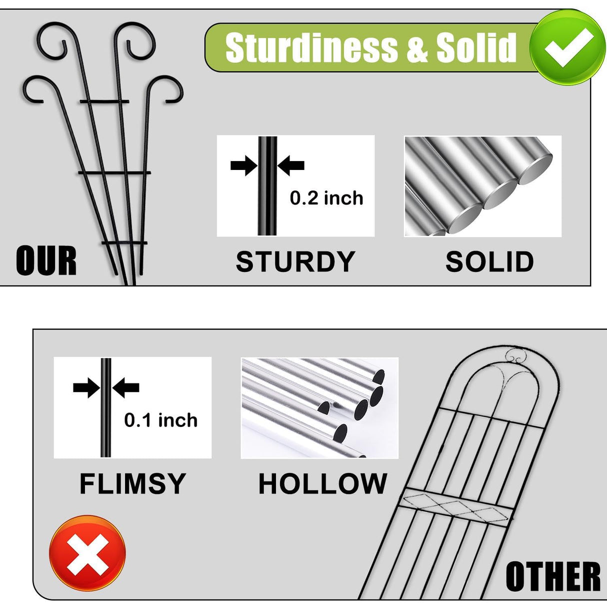 2 Pack 31 Inch Black Coated Wave Pot Metal Trellis Stakes for Climbing Plants Patio Plant Support for Outdoor,Rose, Vegetable Flower, Backyard