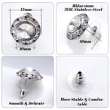 White Rhinestone Earrings Round Halo Stud Earrings for Dance Competitions