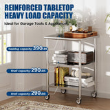 Chingoo Stainless Steel Work Table with Wheels, 24x24 Inch NSF Kitchen Prep Table with 2 Adjustable Undershelves for Commercial Restaurant, Garage, Outdoor BBQ