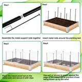 Metal Garden Netting Kit, 8 Pack 2.6ft Raised Garden Bed Net Support Stakes with 13×10ft Fine Mesh Insect Netting 16pcs Clips Bird Barrier Screen Cover for Protect Plant Vegetable Row from Animals Bug