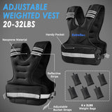 ExtreSpo Adjustable Weighted Vest for Women and Men, 20-32lb Weight Vest with 6 Ironsand Weights, Body Weight Vest Exercise Set with Reflective Strip for Strength Training and Workout