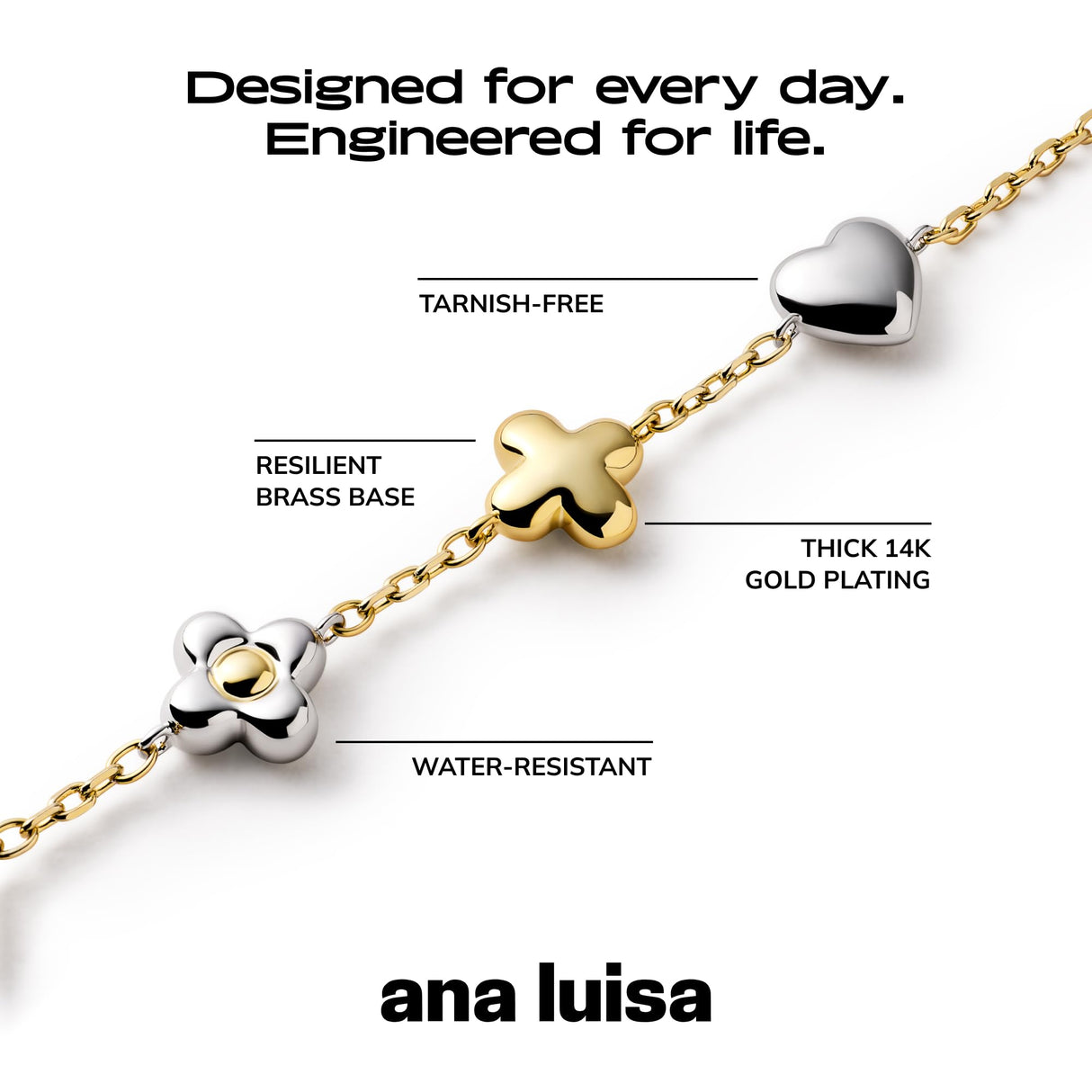 Ana Luisa Charm Bracelets for Women - 14K Gold Plated & Silver Plated