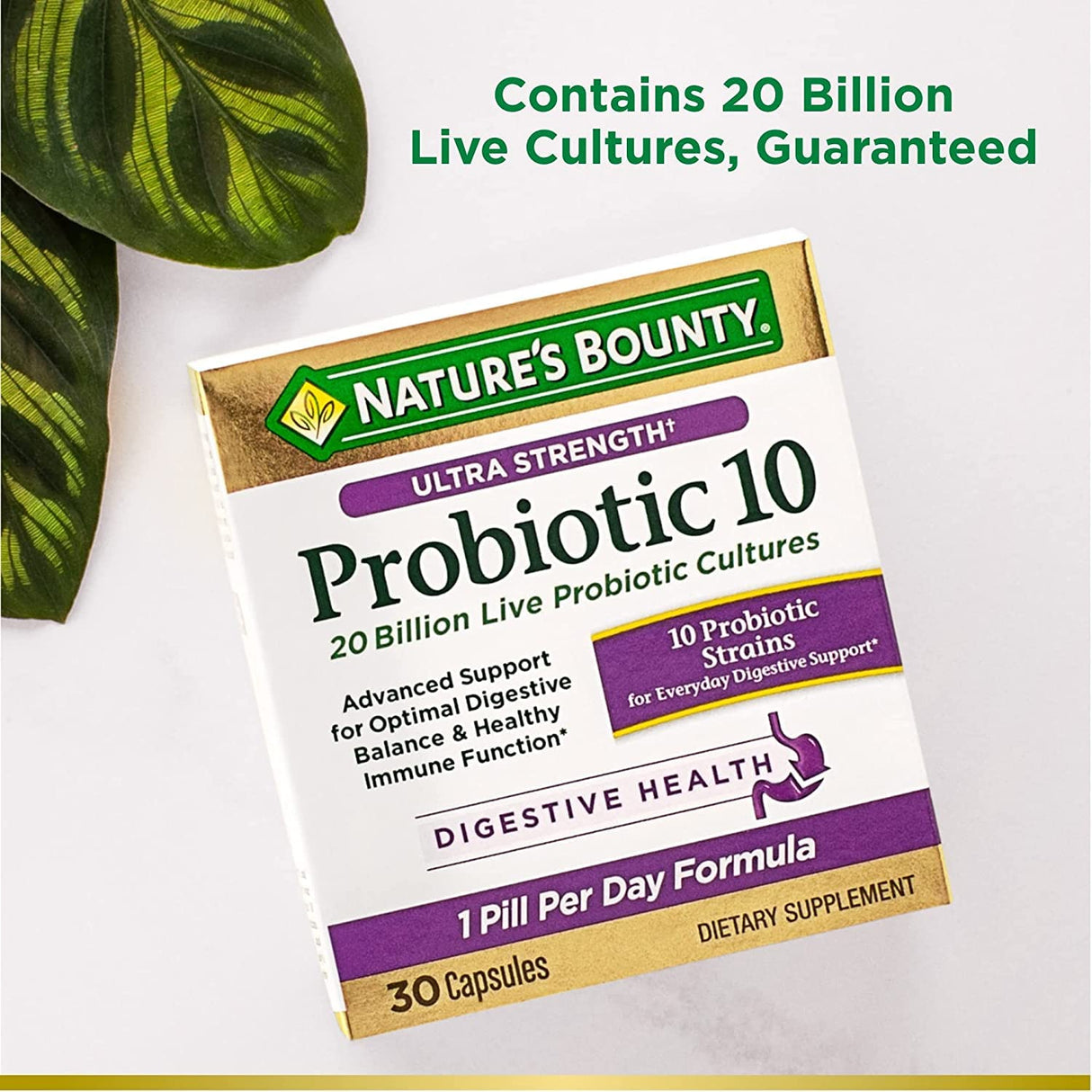 Nature's Bounty Ultra Strength Probiotic 10 Twin Pack, Immune and Upper Respiratory Health, 30 Count (Pack of 2)