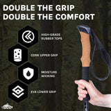 Cascade Mountain Tech Trekking Poles, Shaft Material: Aircraft- grade 6061 Aluminum with Adjustable Locks Expandable to 54" (Set of 2), Cork Grip, Orange, Extended Grip Material: EVA