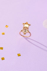 Alex and Ani Polly Pocket™ Locket Ring - Pink Star-Shaped Top with 'Tiny and Cute' Quote, Pastel Enamel Gold Finish Nickel-Free, Ideal for Polly Pocket™ Fans