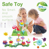 IQKidz 3-6 Years Old Toddler Toys - Flower Garden Building Toy with Insect Pegs, Educational Activity Gifts for Girls Preschool-Kindergarten, 153Pcs STEM Stacking Pretend Play Set