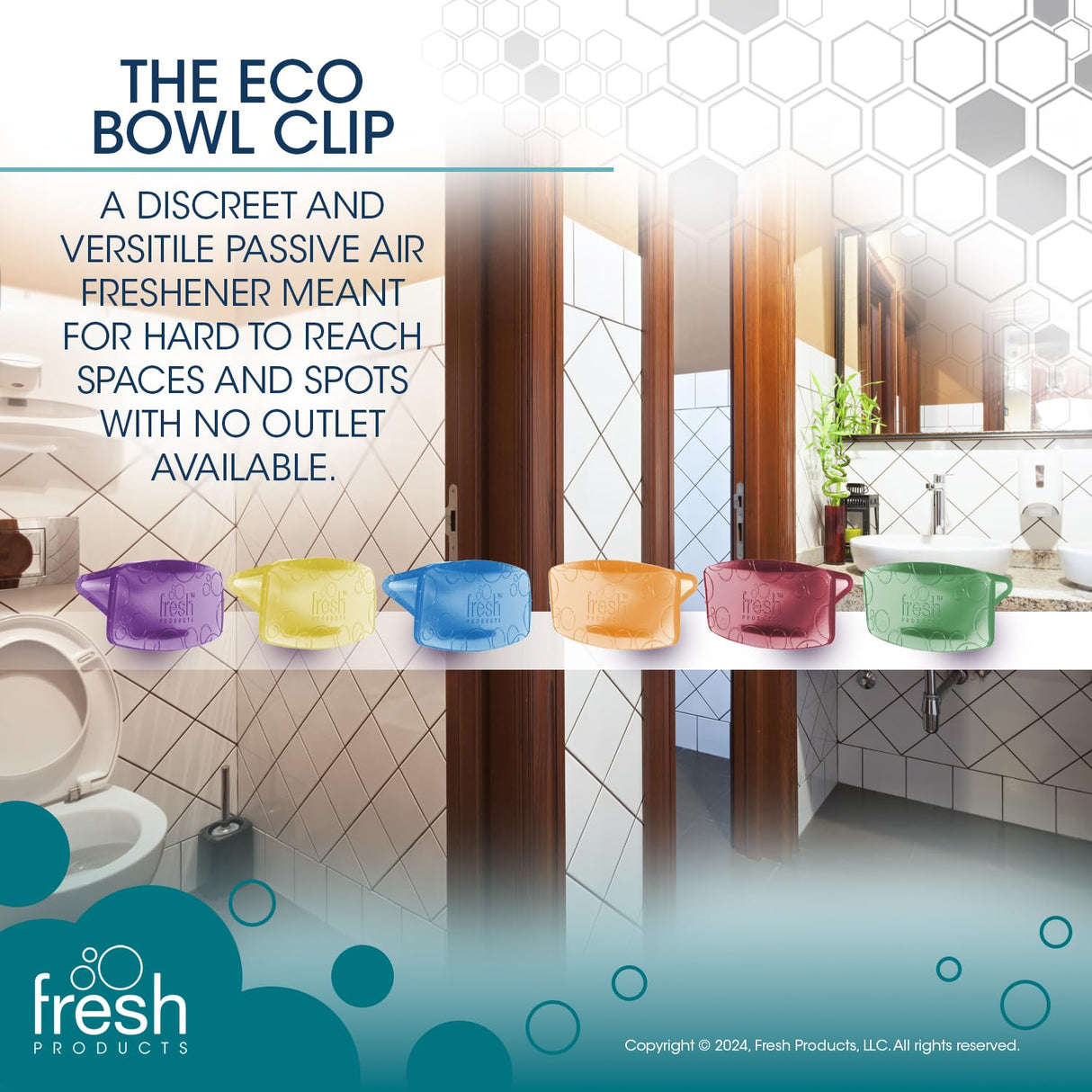 Fresh Products Eco Bowl Clip Air Freshener - Versatile Design Toilet & Trash Freshener - Chemical Free Natural Oils - Discreet - Lasts 30 Days - Made in USA - Variety Pack 6 pk