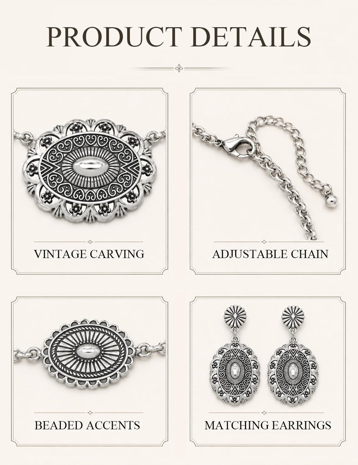 TOPACC Western Jewelry Set for Women Metal Vintage Western Necklace with Earrings Cowgirl Jewelry‌ for Country Concert Outfit