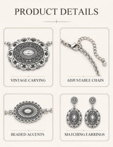 TOPACC Western Jewelry Set for Women Metal Vintage Western Necklace with Earrings Cowgirl Jewelry‌ for Country Concert Outfit