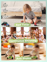 Digital Kids Camera 1080P Vlog Camera with 64GB, Lanyard, 16X Zoom Anti Shake, Card Reader 44MP Compact Portable Point Shoot Digicam for Kid Teen Girl Boy Christmas Halloween Thanksgiving(Black)