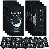 Treela 300 Pcs Bulk Large Body Wipes Individually Wrapped Big Bath Wipes for Adults Bathing No Rinse Shower Bulk Deodorant for Homeless Hygiene Personal Cleansing for Travel Gym(7.09" X 9.84",Black)