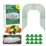 Garden Netting Kit for Raised Beds, 8x24Ft Ultra Fine Mesh Netting with 6 Sets Garden Hoops, Plant Row Cover Insect Netting Birds Pest Barrier Net for Vegetable Fruit Flowers