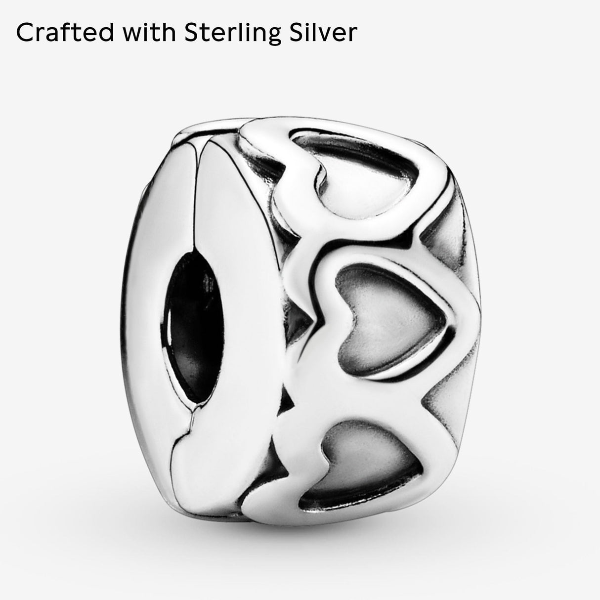 PANDORA Band of Hearts Clip Charm - Compatible with PANDORA Moments - Sterling Silver - Gift for Her - Jewelry for Women with Gift Box