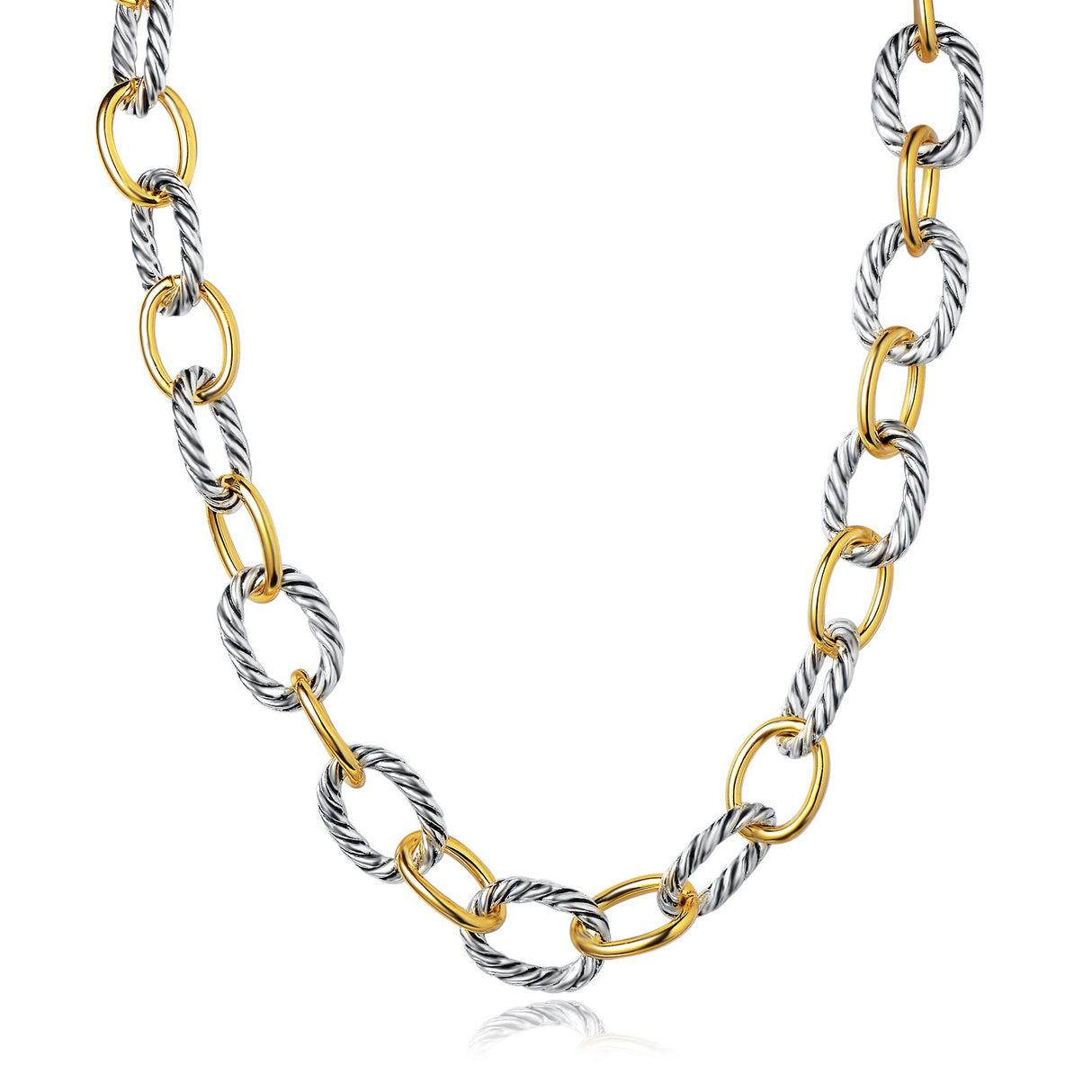 UNY JEWEL Twisted Cable Wire Link Chain Bracelet Two Tone Designer Brand Inspired Women Jewelry Valentine Christmas Gift (2 Tone)