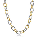 UNY JEWEL Twisted Cable Wire Link Chain Bracelet Two Tone Designer Brand Inspired Women Jewelry Valentine Christmas Gift (2 Tone)
