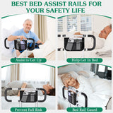 Bed Rails for Elderly Adults Safety - Extended Bed Assist Rail for Seniors - Adjustable Bed Side Rails Handle Support Bar Bed Guard Rail with Storage Bag & Fixing Strap, Fit King Queen Full Twin Bed