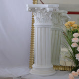 VISIBLE Decorative Roman Column Pedestal, Black Bronze, MGO Cement with Fiber, Classical Garden Pillar, Indoor Outdoor Decor (White, 33.5IN)