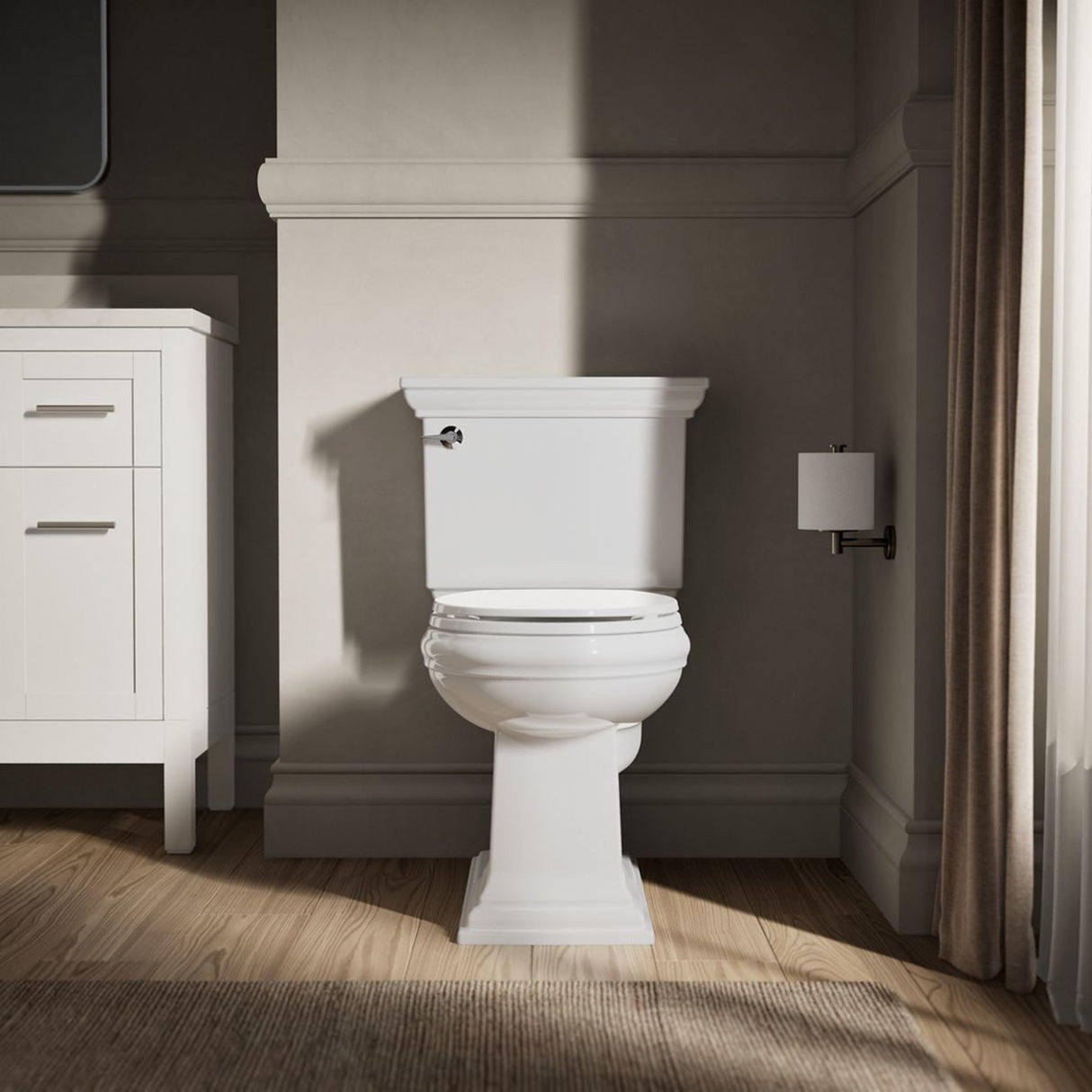 KOHLER 20111-0 Brevia, Slow Close Toilet Seat, Round Toilet Seat, Grip-Tight Bumpers Quick-Attach Hardware, White