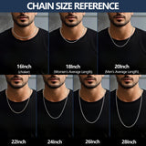 Fiusem Silver Chain Necklace for Men 3mm Stainless Steel Rope Chain 24 Inch