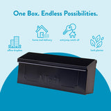 ARCHITECTURAL MAILBOXES Townhouse Galvanized Steel, Wall-Mount Mailbox, Black Small