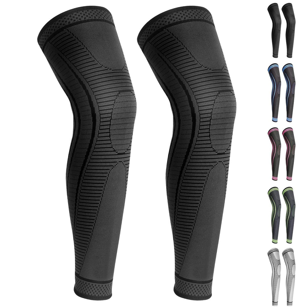 Ruilaibao 2 Pack Full Leg Compression Sleeves, Long Knee Brace Support for ACL,PCL, Meniscus Tear, Arthritis, Tendinitis,Men And Women (Black, Medium)