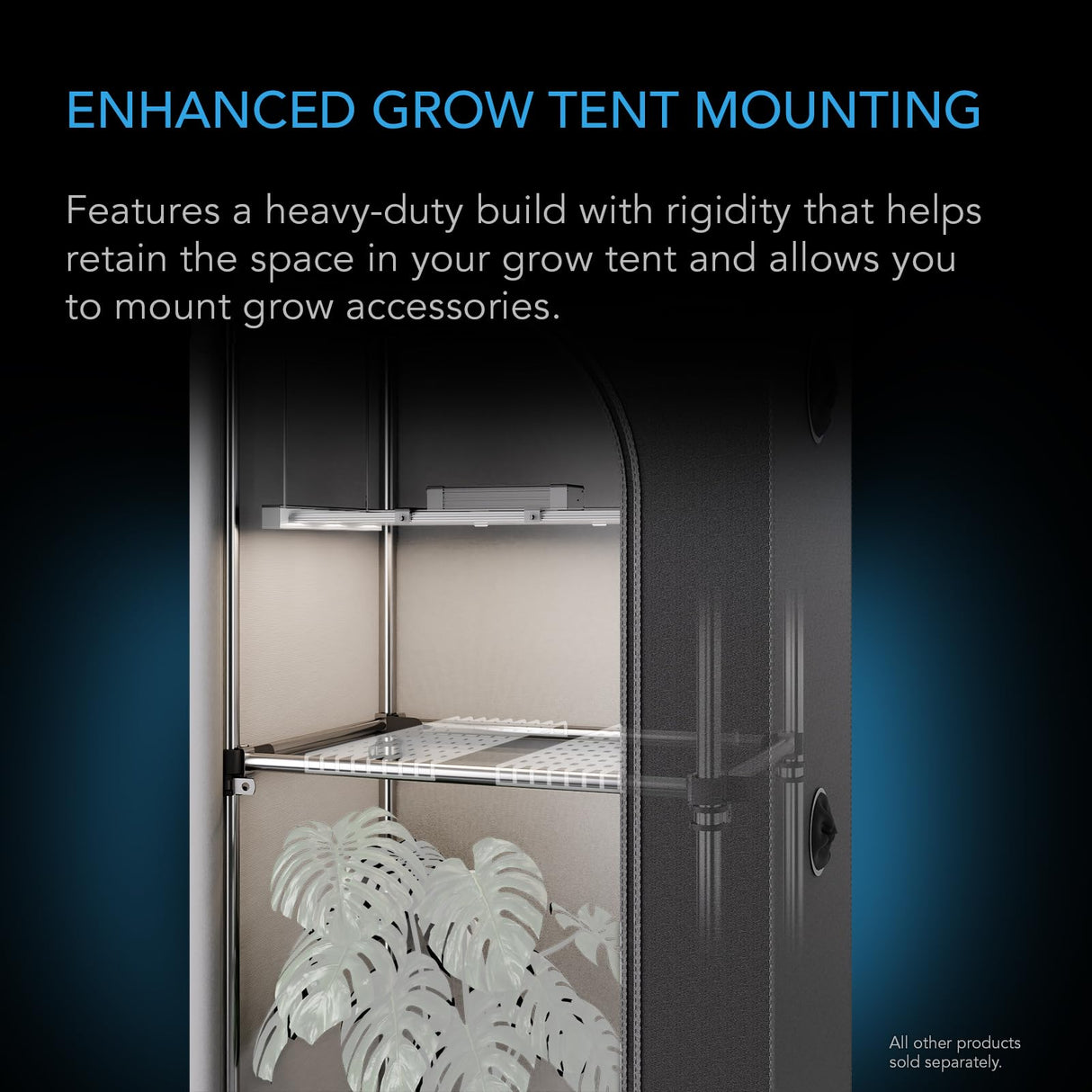 AC Infinity Grow Tent Mounting Bars 4x4', Support Pole Steel Hanging Bars, High CFM Kit for 4x4 Indoor Grow Tents